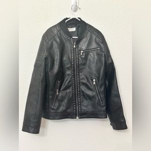 H&M Boys Leather Zip Up Jacket Size 8/9